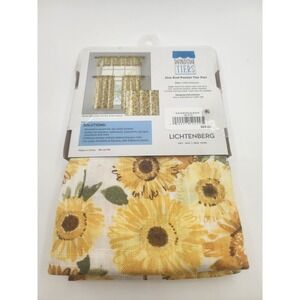 Lichtenberg Sunflower Rod Pocket Kitchen Window Tier Pair 54 x 36 Sunshine